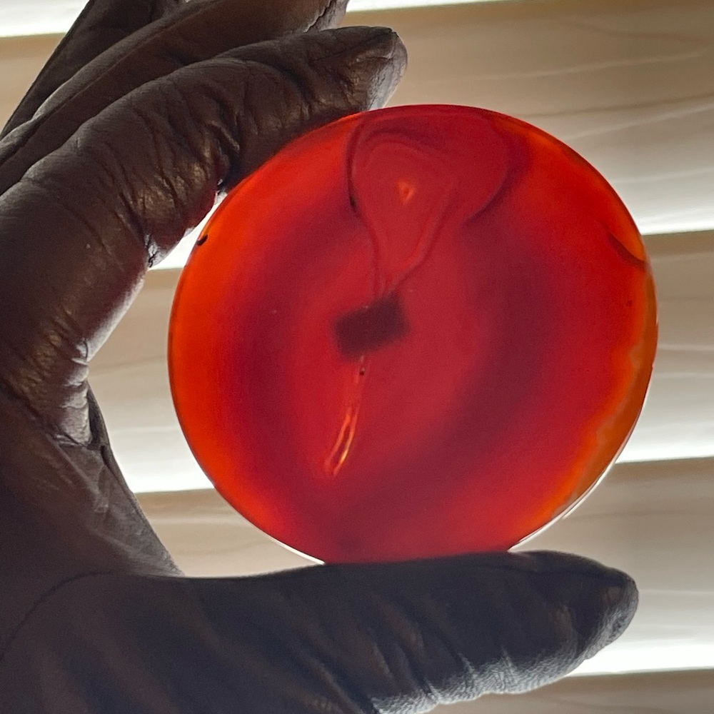 Elegant Agate Art Piece - Carnelian Hand carved coaster/display piece